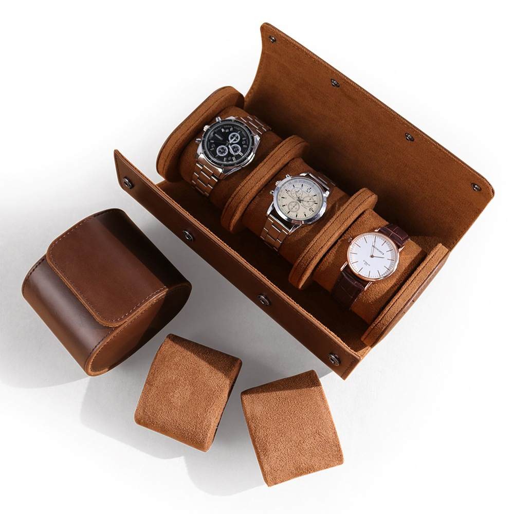 Luxury Watch Storage - Luxuriöse Echtleder-Uhrenrolle mit 1/2/3 Fächern, Tragbare