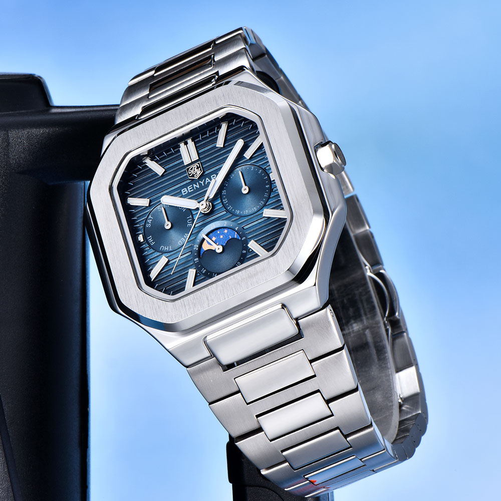 Luxury Watch Moon Phase - BENYAR Neue 37mm Herrenuhr Top Marke