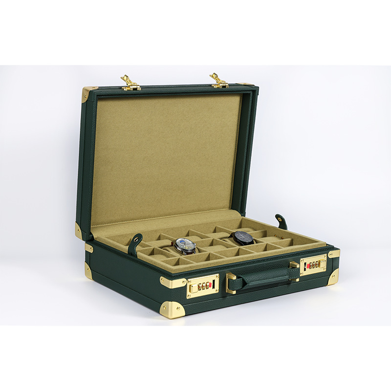 Luxury Watch Storage - OEM ODM Luxuriöse 15-Fach Grüne PU-Leder