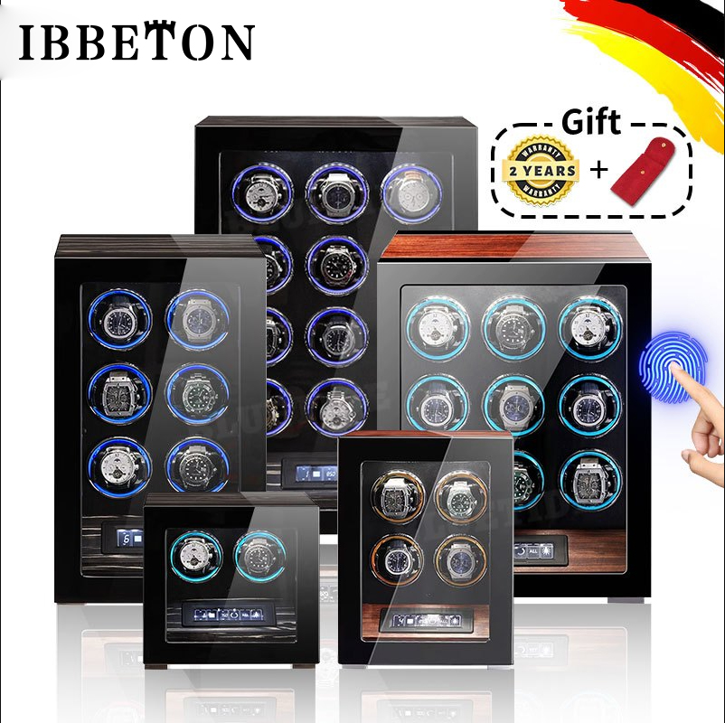 Luxury Watch Winder Box - 【FingerprintLock】 Automatischer Uhrenbewegerbox 2/4/6/9/12 Slot Uhrentresor