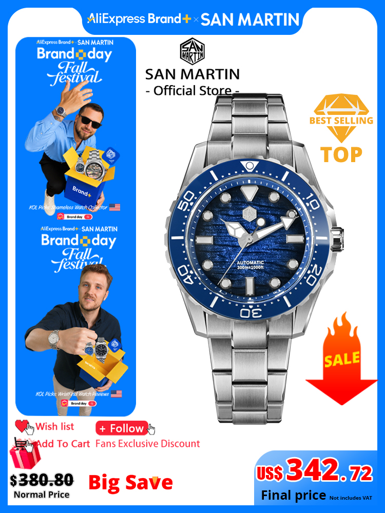 Diver Watch 300M - San Martin 40mm Luxus-Taucheruhr für Herren,