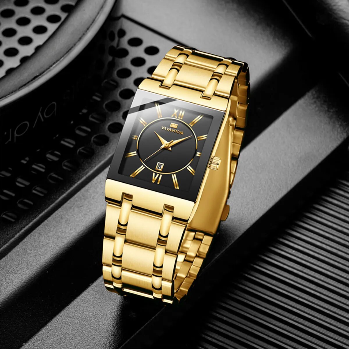 Luxury Watch Gold And Black - Herren-Business-Armbanduhr, schlichtes Design, luxuriös, modisch, rechteckig,