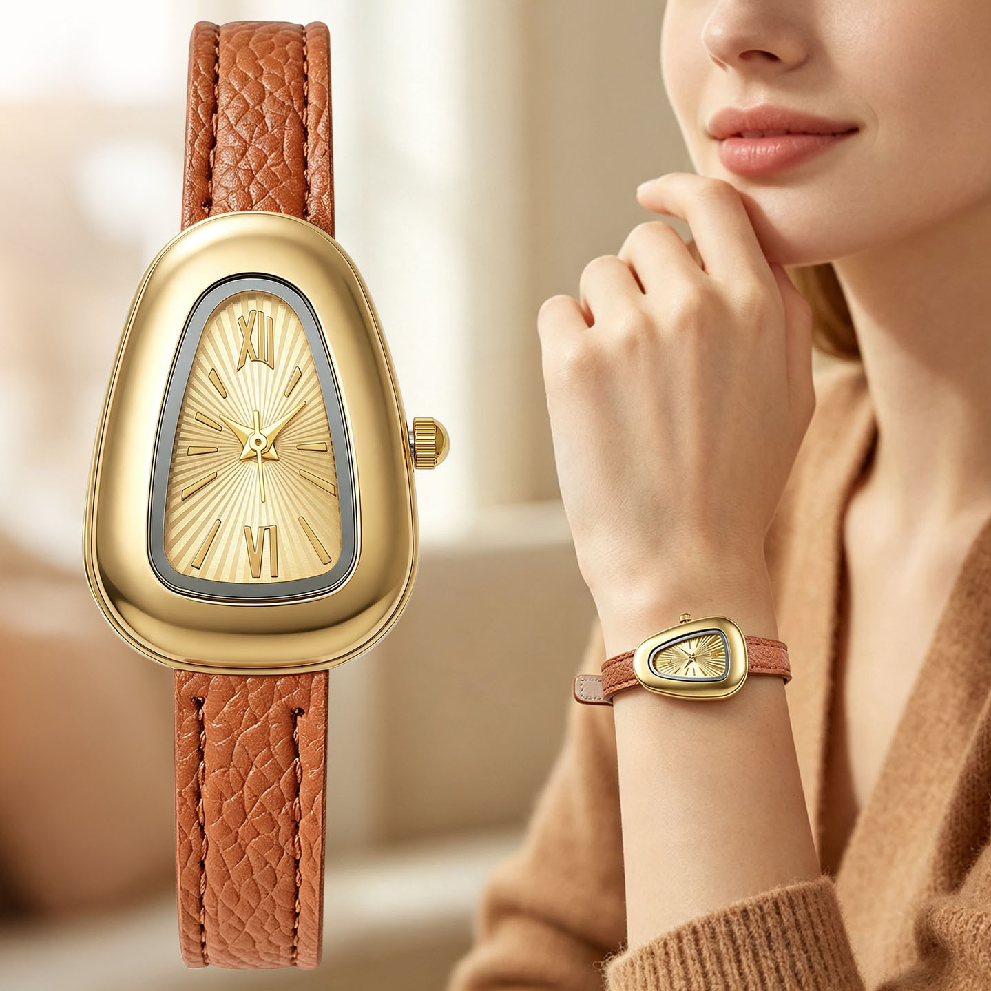 Unregelmäßige ovale Quarzuhren – Watch Triangle Luxury Bewertung und Preis