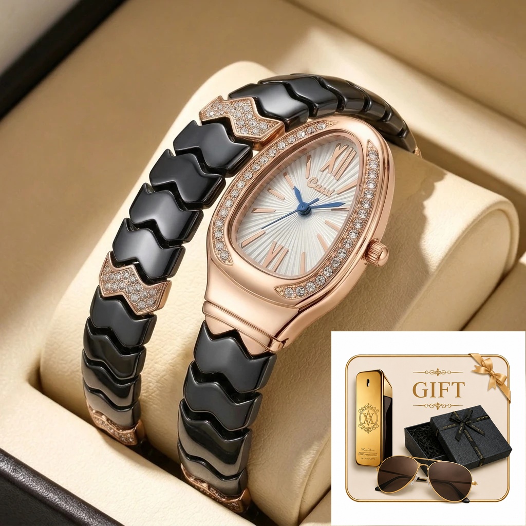 4-teiliges Damen-Geschenkset m – Luxury Watch Gold And Black Bewertung und Preis