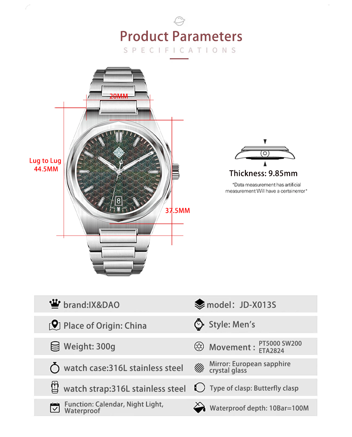 IX&DAO 2026 Neue Warrior 37mm  – Diver Watch 300M Bewertung und Preis