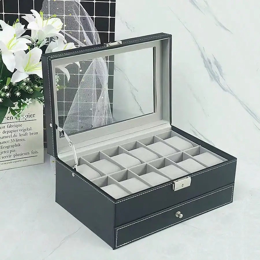 12-Fach-Uhrenbox mit Schublade – Luxury Watch Storage Bewertung und Preis