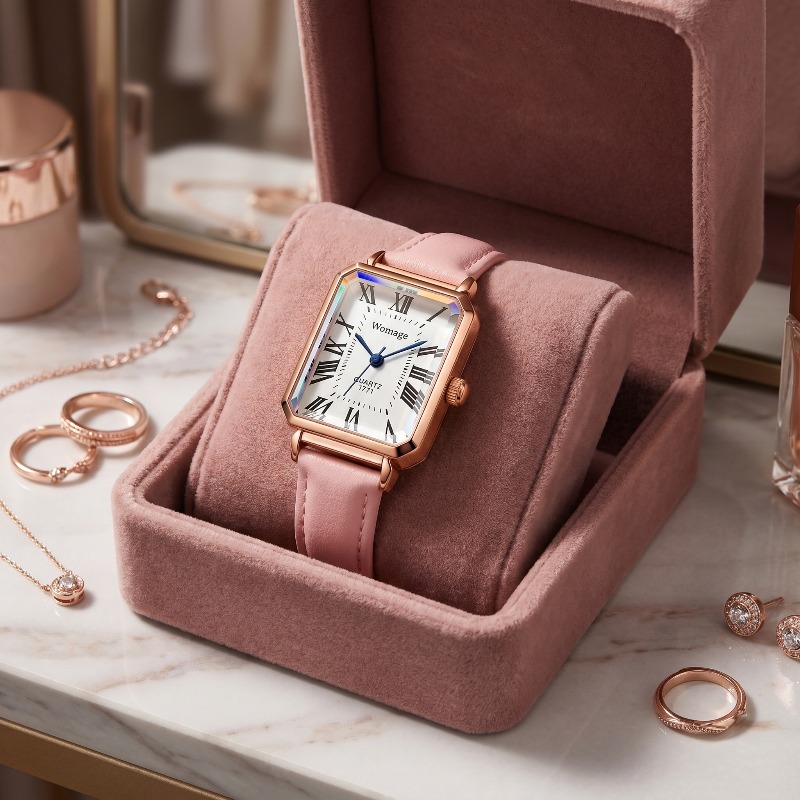 Modische rechteckige Quarzuhre – Luxury Watch Brand For Women Bewertung und Preis